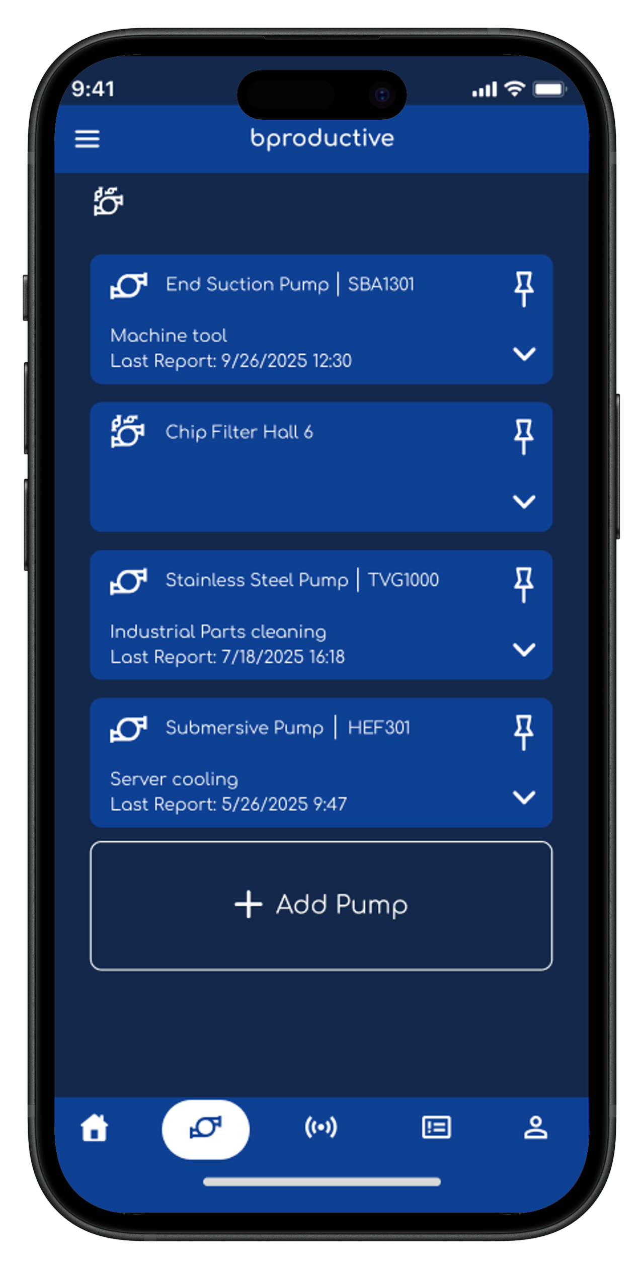 bproductive App pump overview
