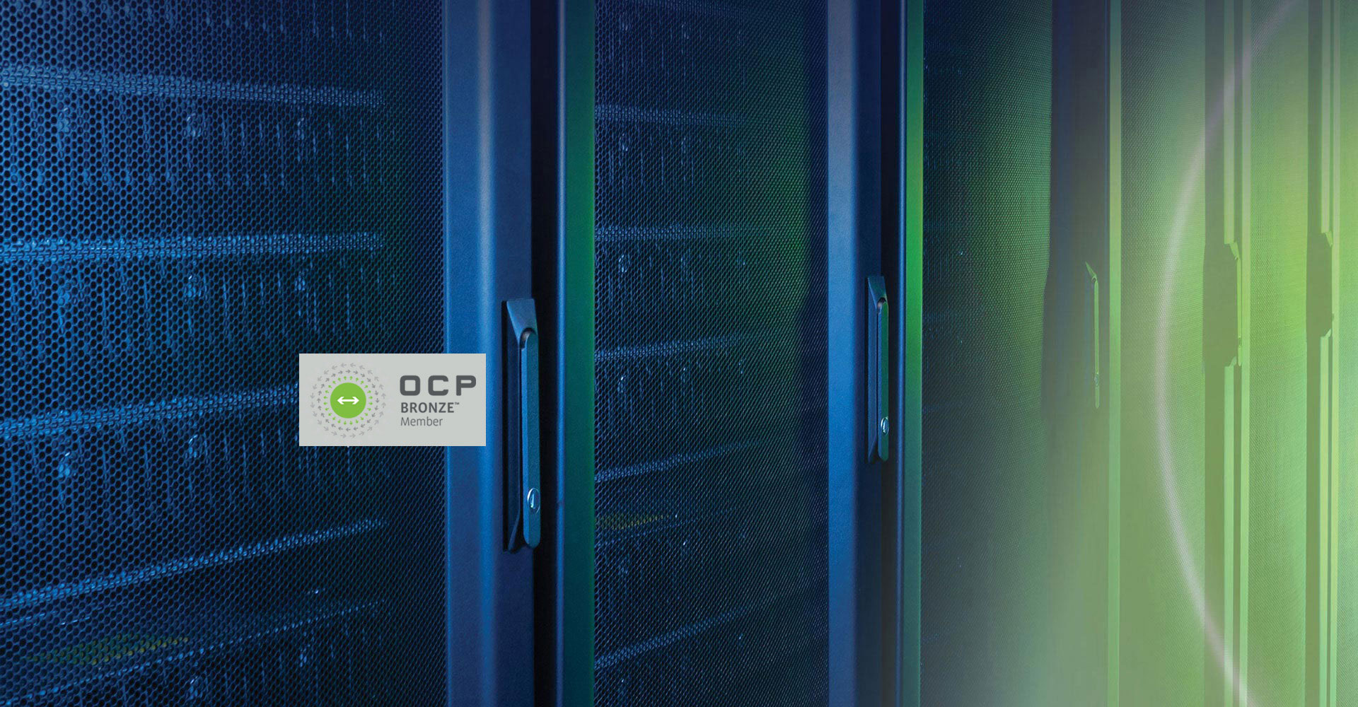 Data Center with blue and green colors